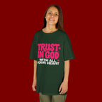 Kids Tee — "Trust in God" Pink Faith Graphic Shirt