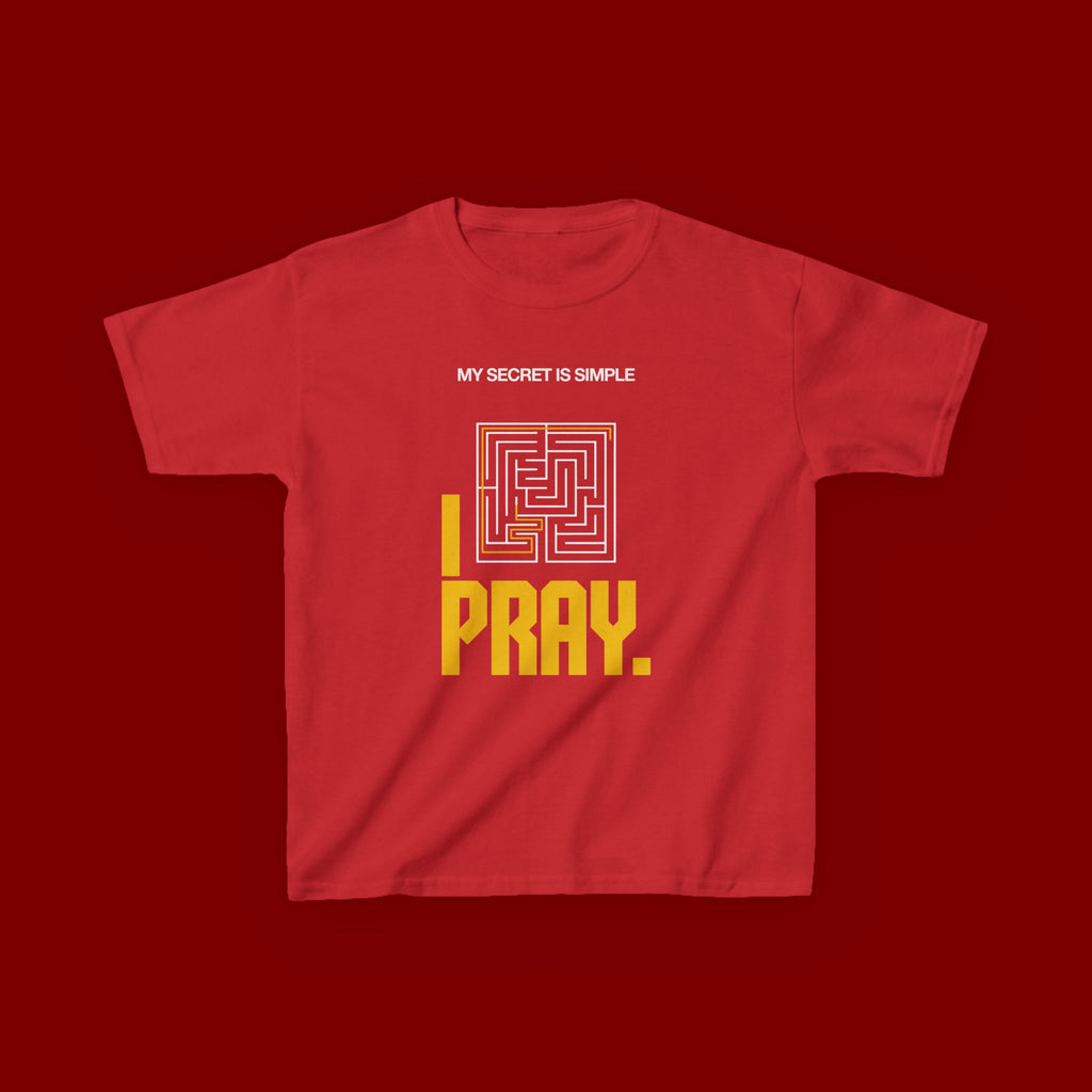 Kids Tee — "My Secret Is Simple: I Pray." Maze Faith T‑Shirt