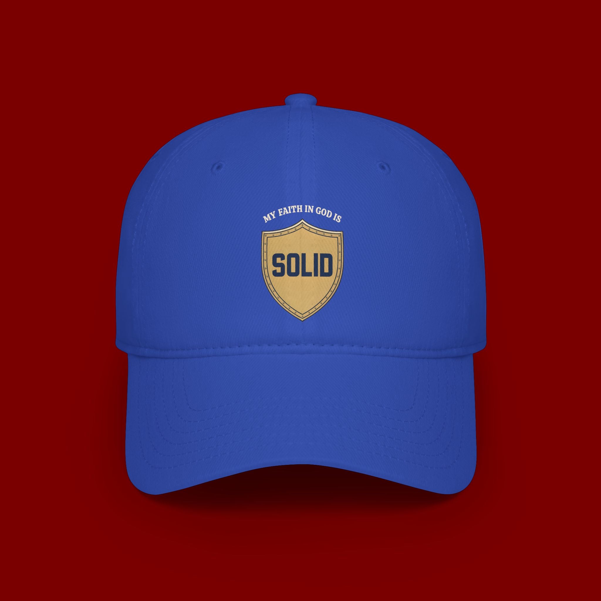 Solid Shield Baseball Cap — 'Stay Solid' Embroidered Low Profile Hat