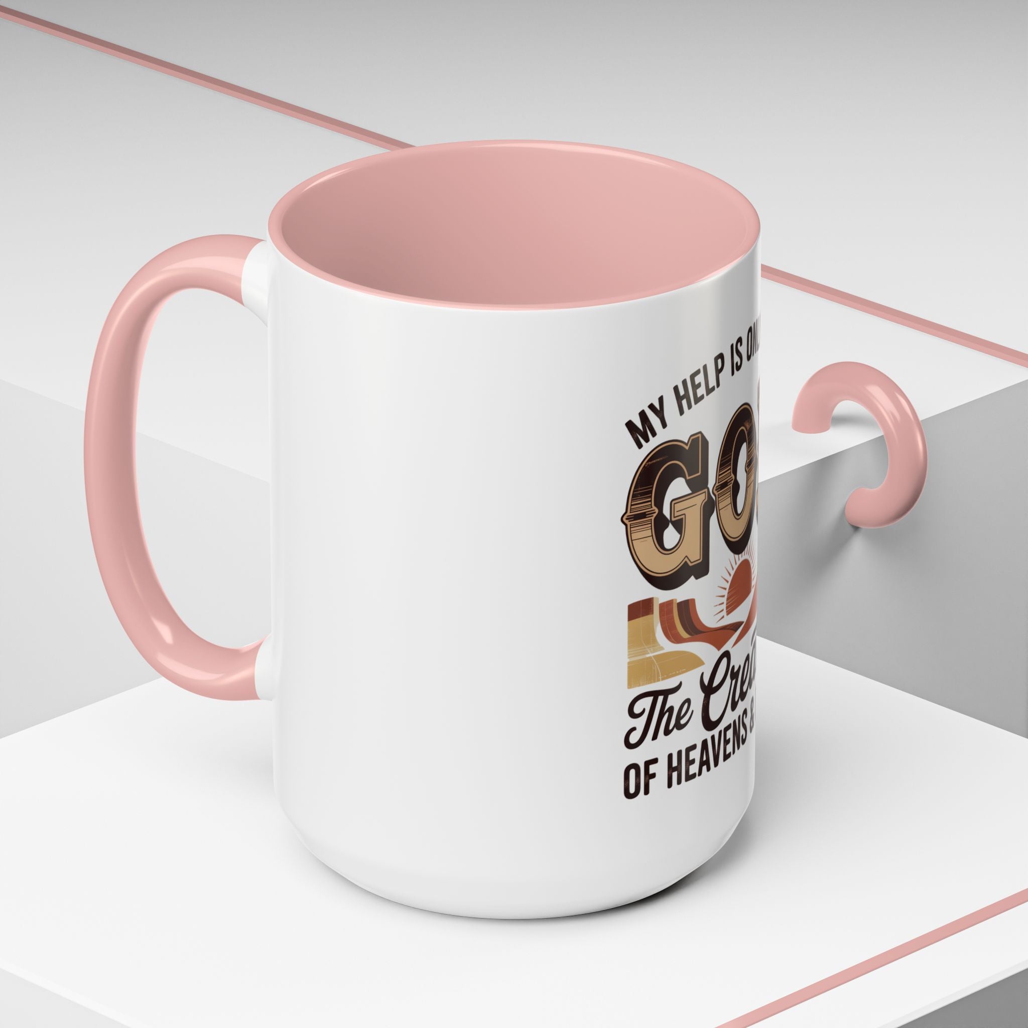 God-Themed Accent Coffee Mug – "My Help Is Only From God, The Creator of Heavens & Earth"