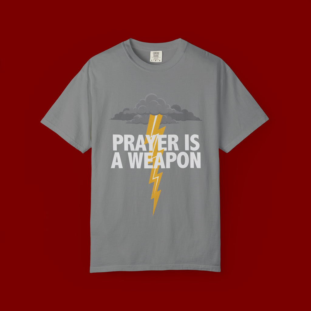 Prayer Is a Weapon T-Shirt — Christian Faith Lightning Graphic Tee