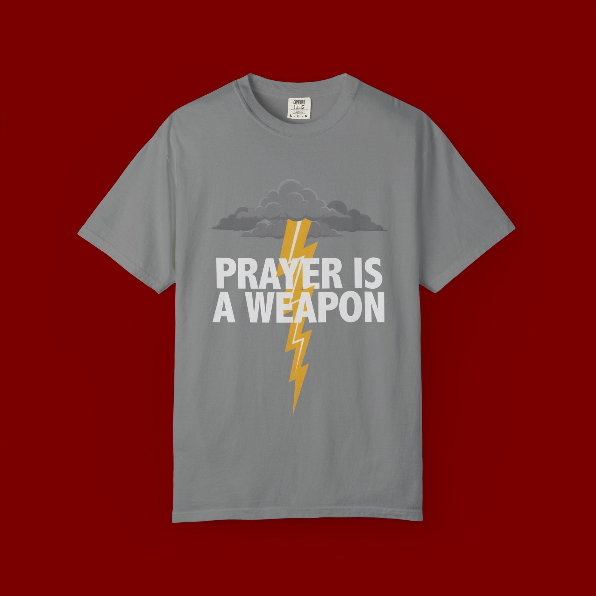 Prayer Is a Weapon T-Shirt — Christian Faith Lightning Graphic Tee