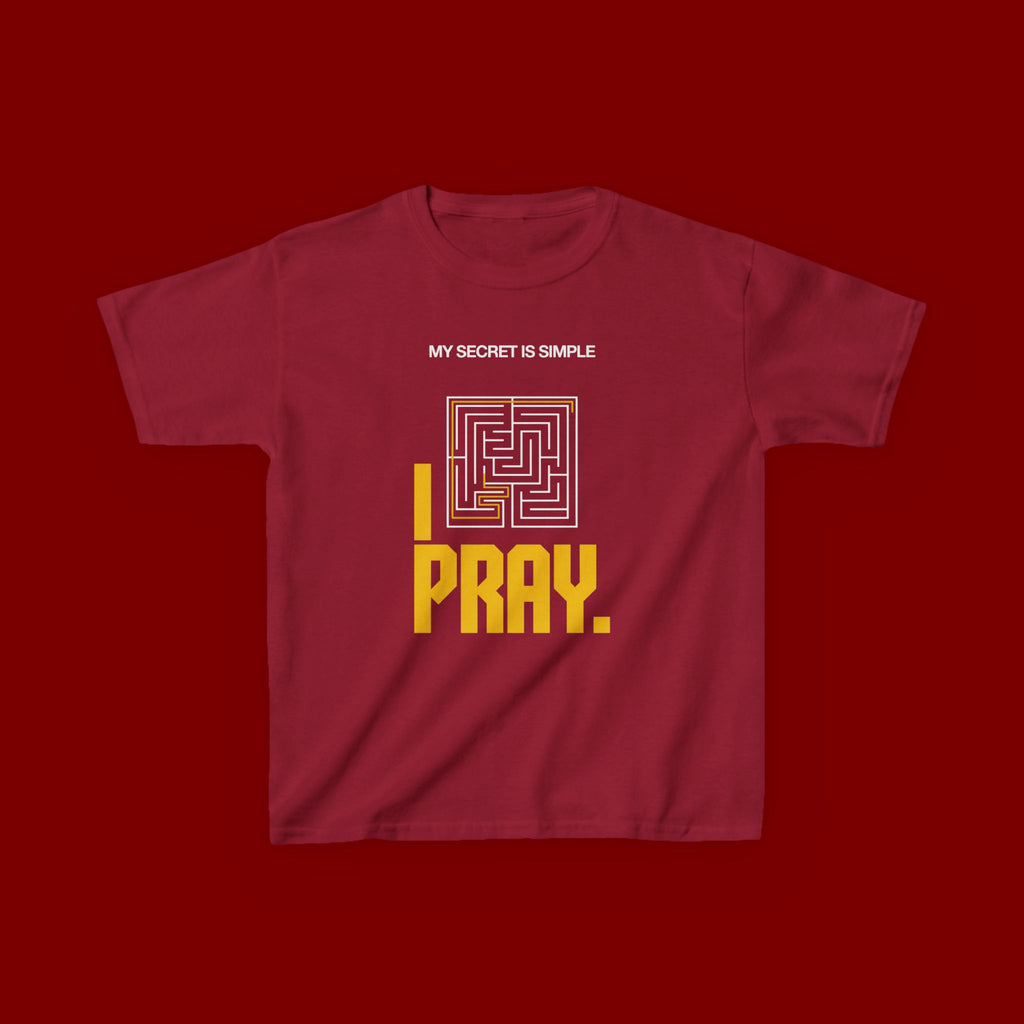 Kids Tee — "My Secret Is Simple: I Pray." Maze Faith T‑Shirt