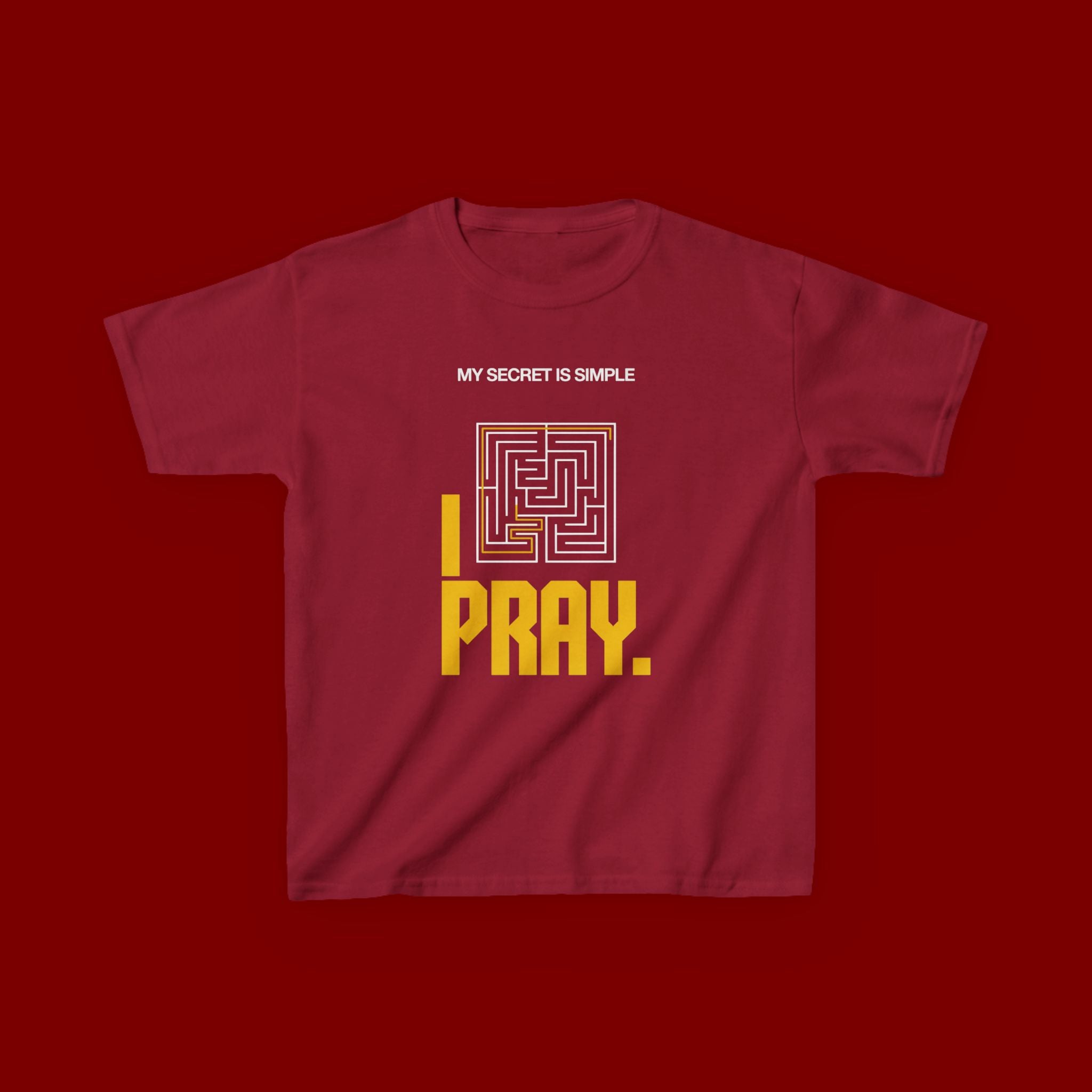 Kids Tee — "My Secret Is Simple: I Pray." Maze Faith T‑Shirt
