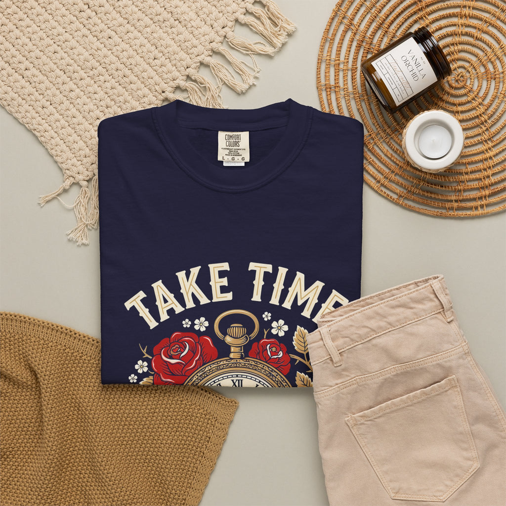 Take Time to Pray T‑Shirt — Vintage Pocket Watch & Roses Spiritual Tee