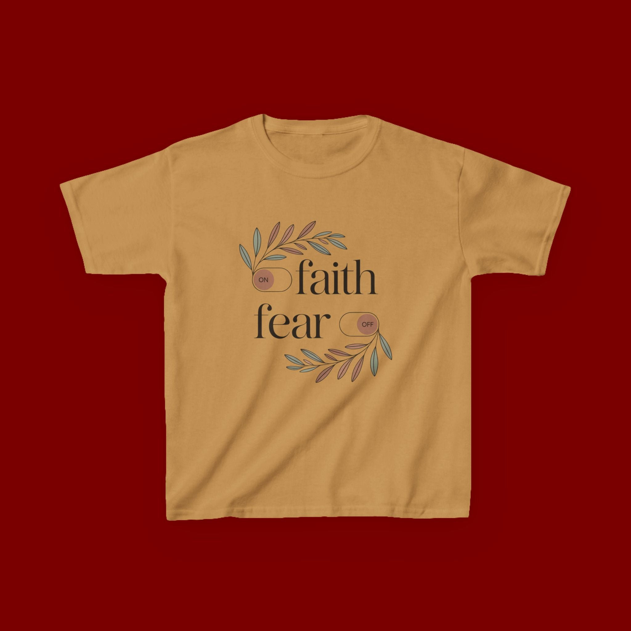 Faith Over Fear Kids T‑Shirt — Floral Inspirational Tee for Boys & Girls