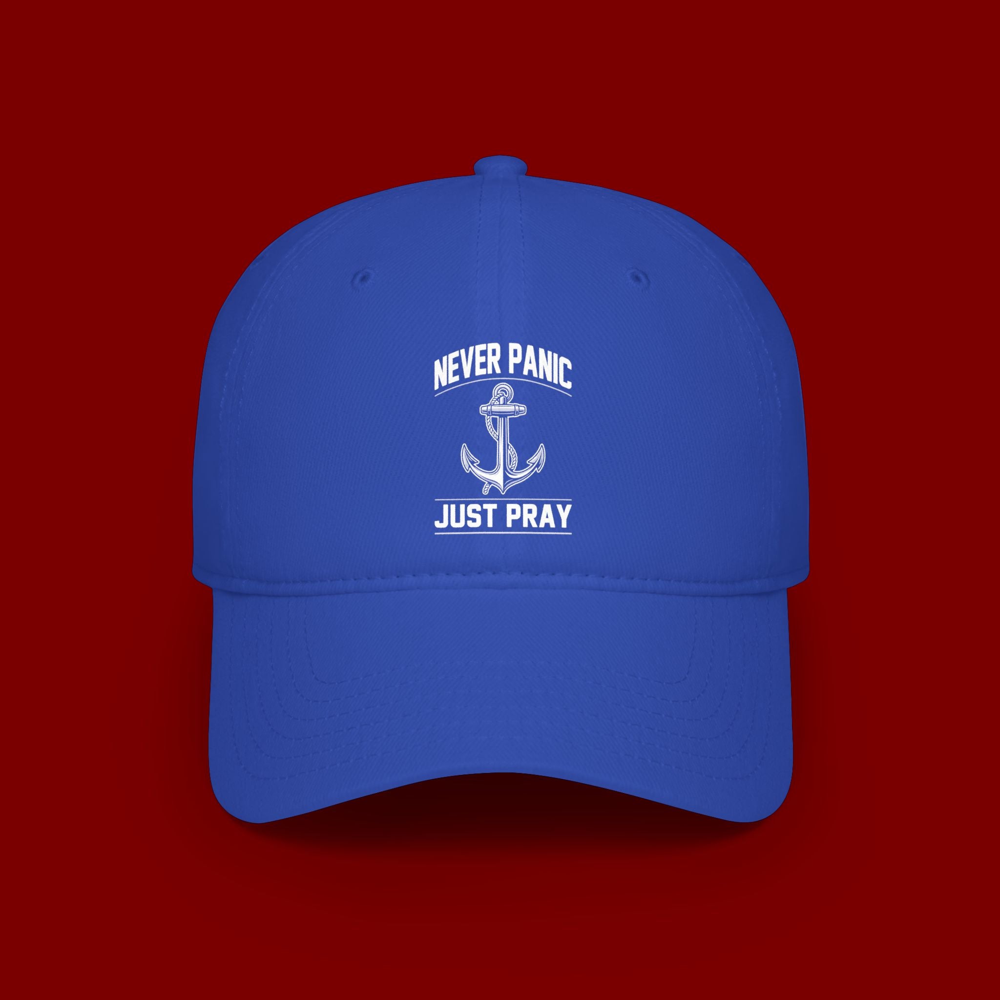 Never Panic Just Pray Anchor Baseball Cap — Faith-Inspired Low Profile Hat