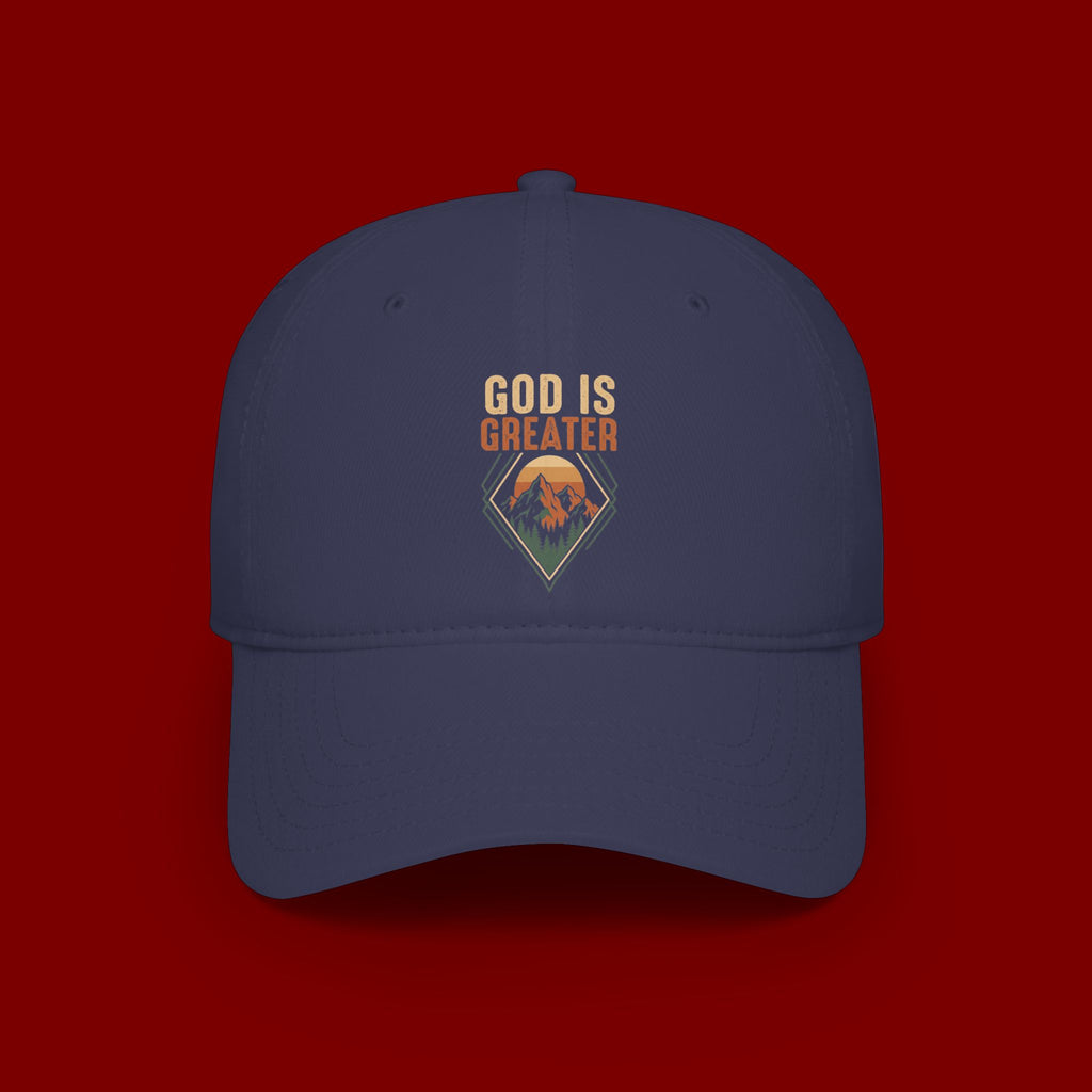 God Is Greater Embroidered Baseball Cap — Faith Inspirational Hat