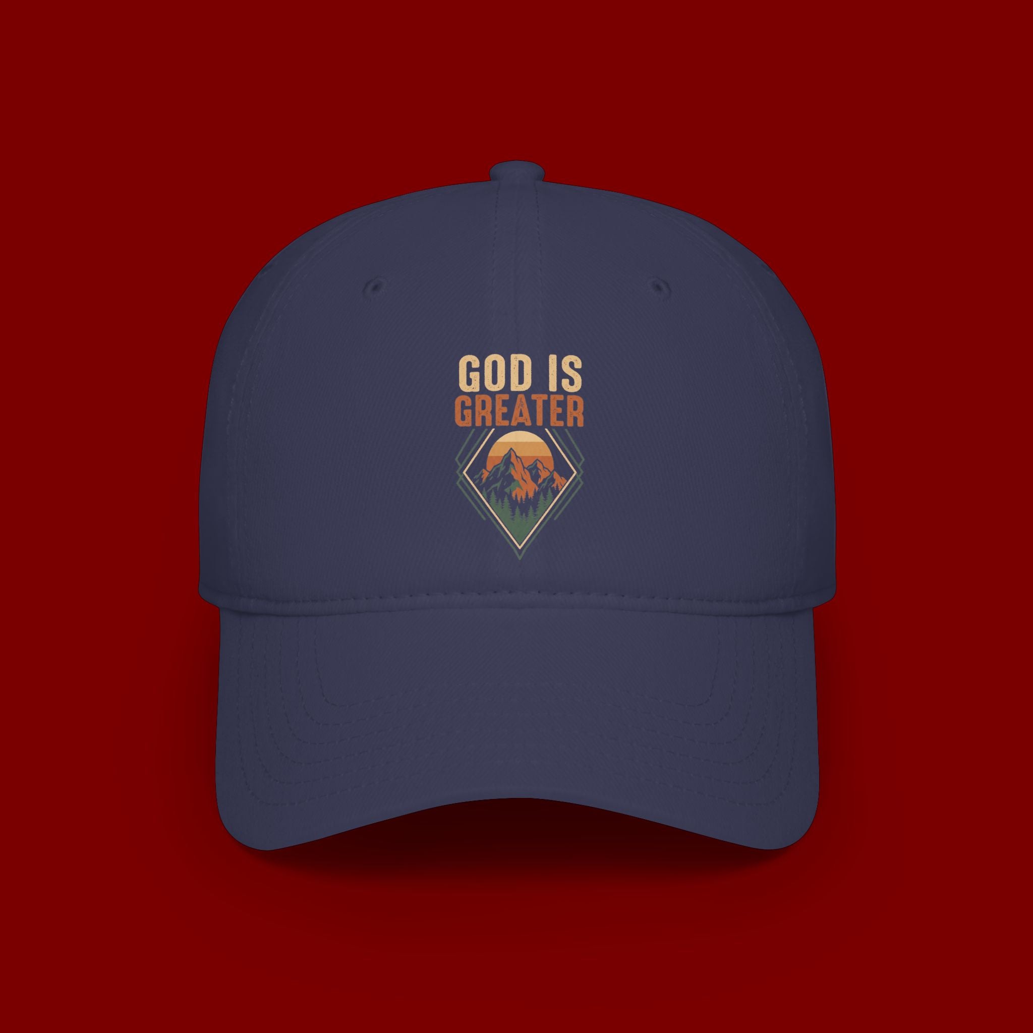 God Is Greater Embroidered Baseball Cap — Faith Inspirational Hat