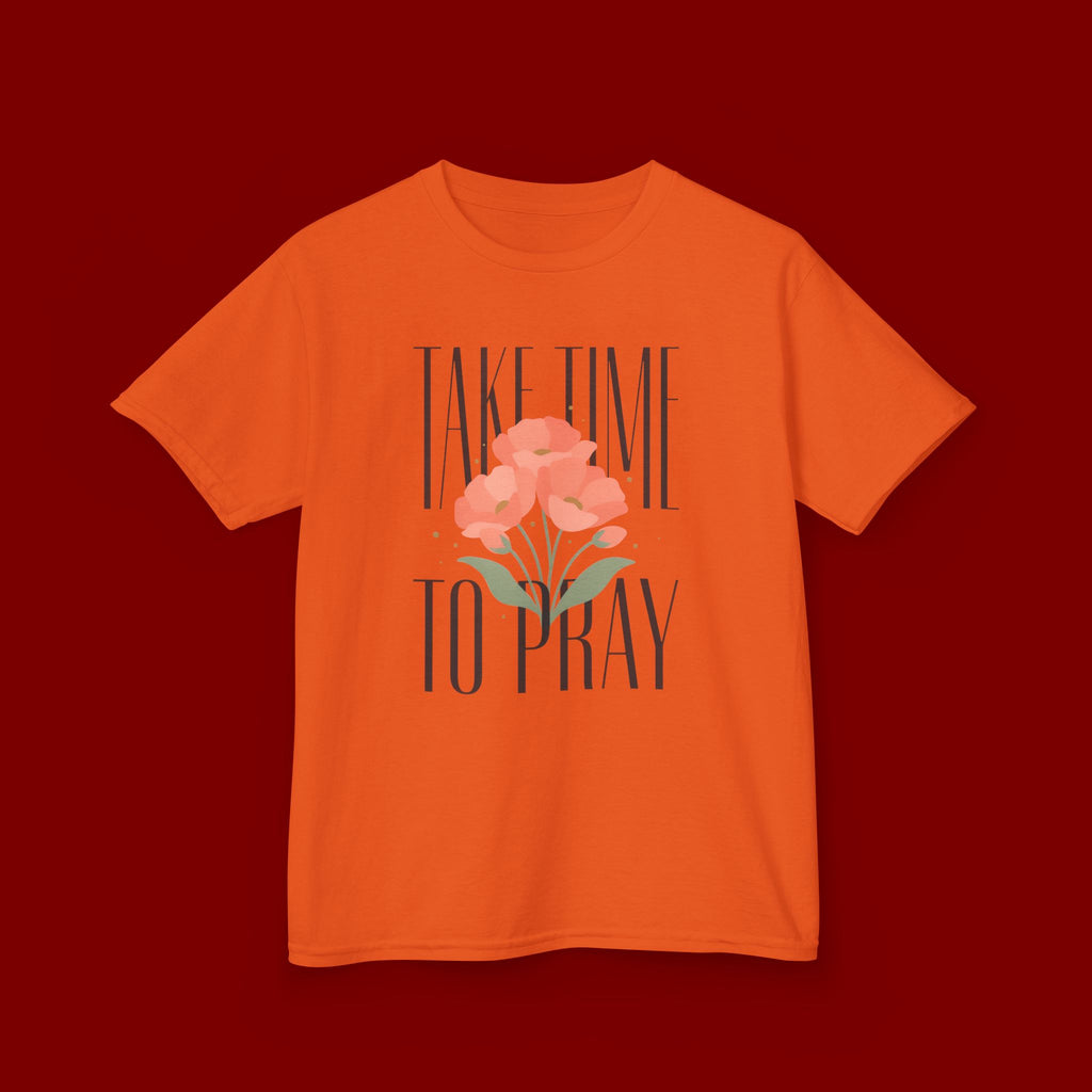 Kids Tee — "Take Time to Pray" Floral Christian Shirt