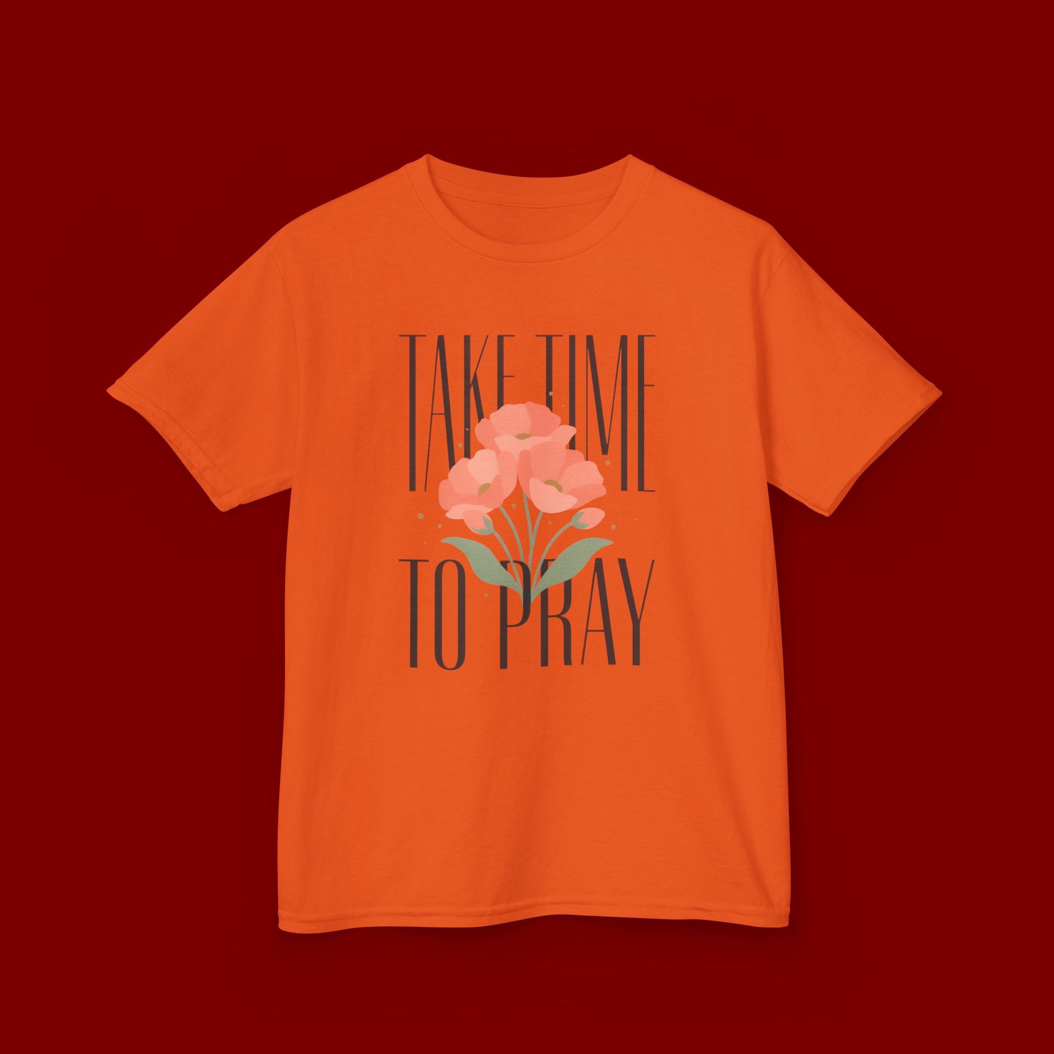 Kids Tee — "Take Time to Pray" Floral Christian Shirt