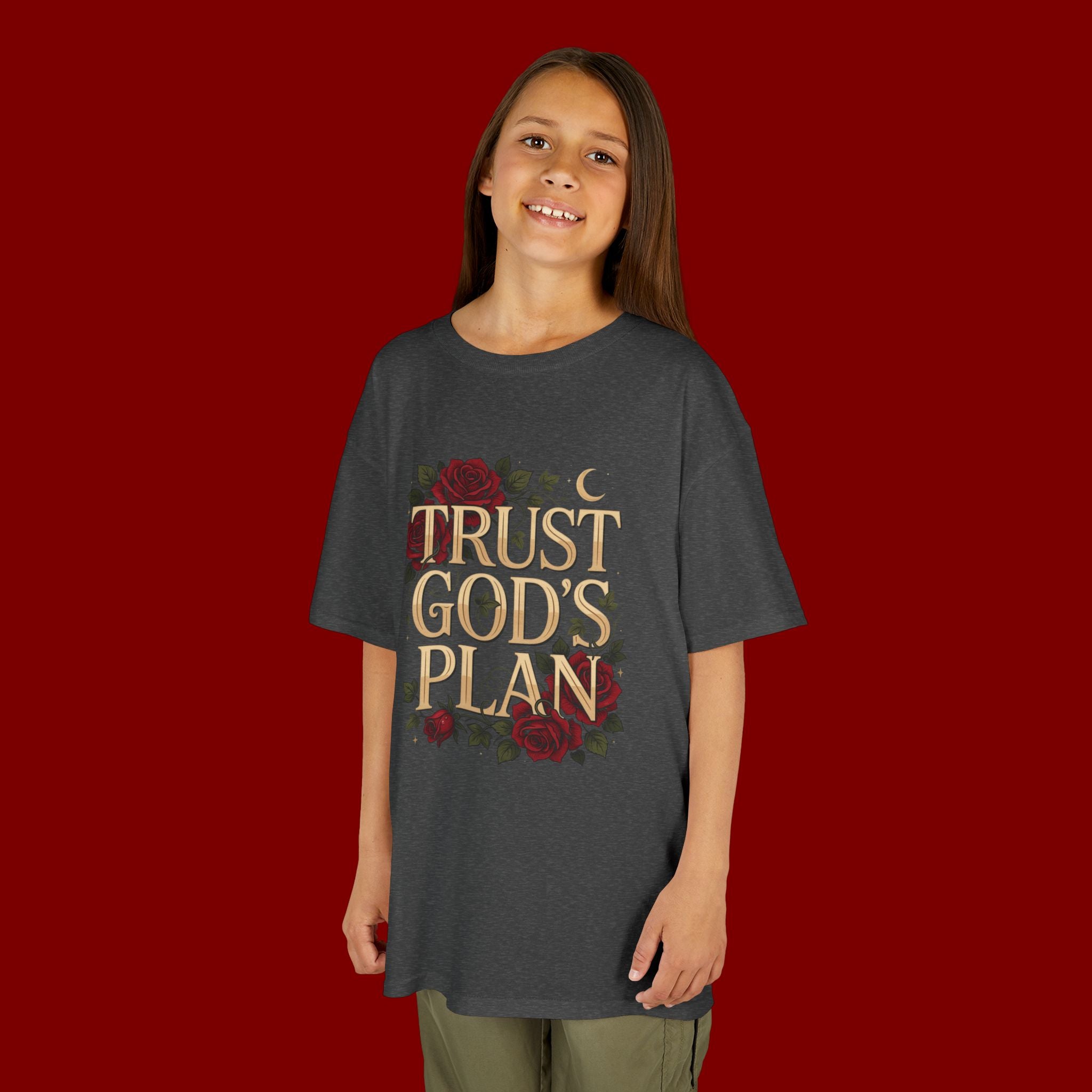 Kids Tee — "Trust God's Plan" Floral Faith T‑Shirt
