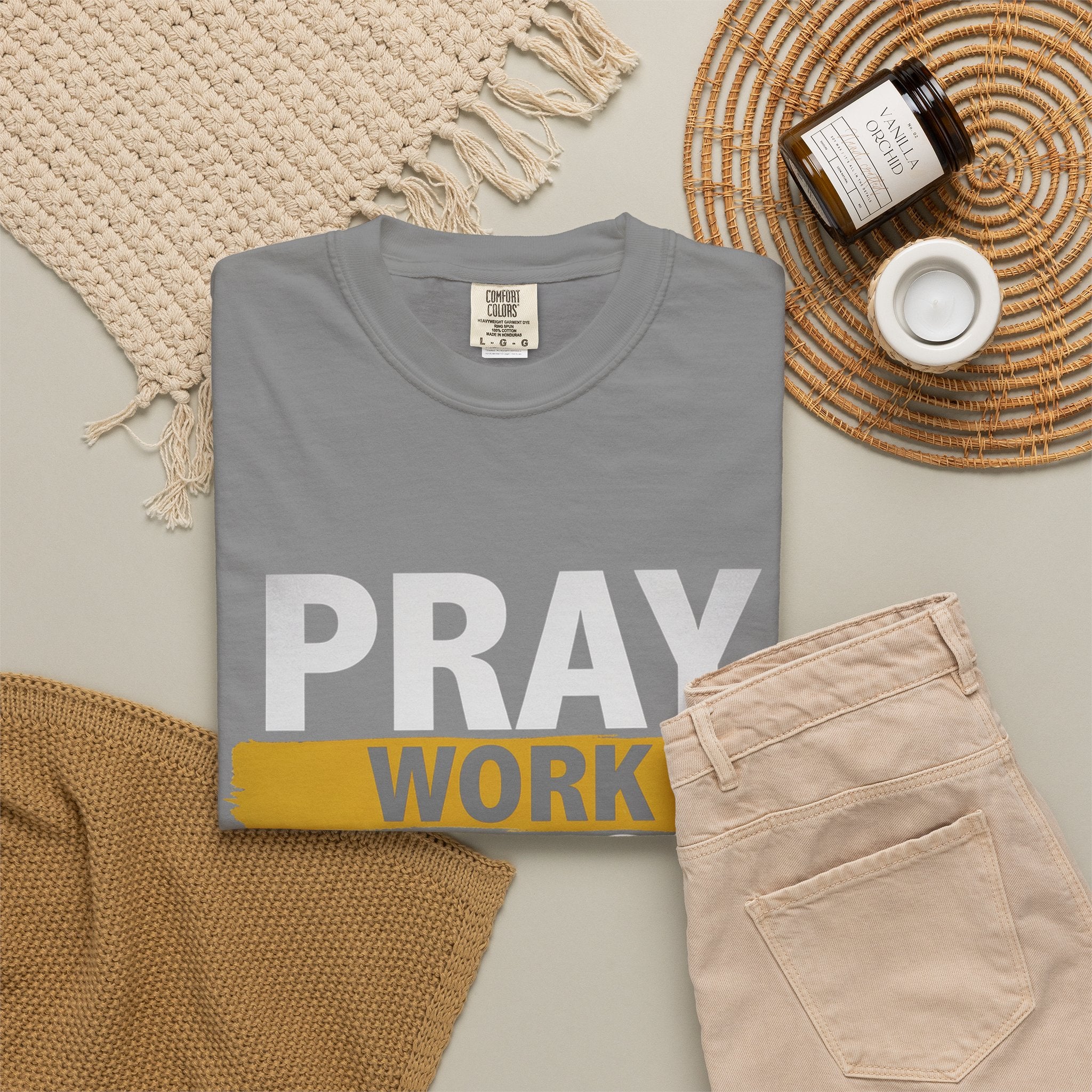 Pray Work Trust God T-Shirt — Inspirational Faith Tee for Christians
