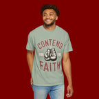 Contend for the Faith T-Shirt — Vintage Boxing Gloves Christian Tee
