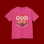 Kids Tee – 'GOD' Mountain Sunrise Faith Graphic