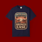 Scripture Comfort T-Shirt — "With God Every Hardship Brings Ease" Christian Faith Tee