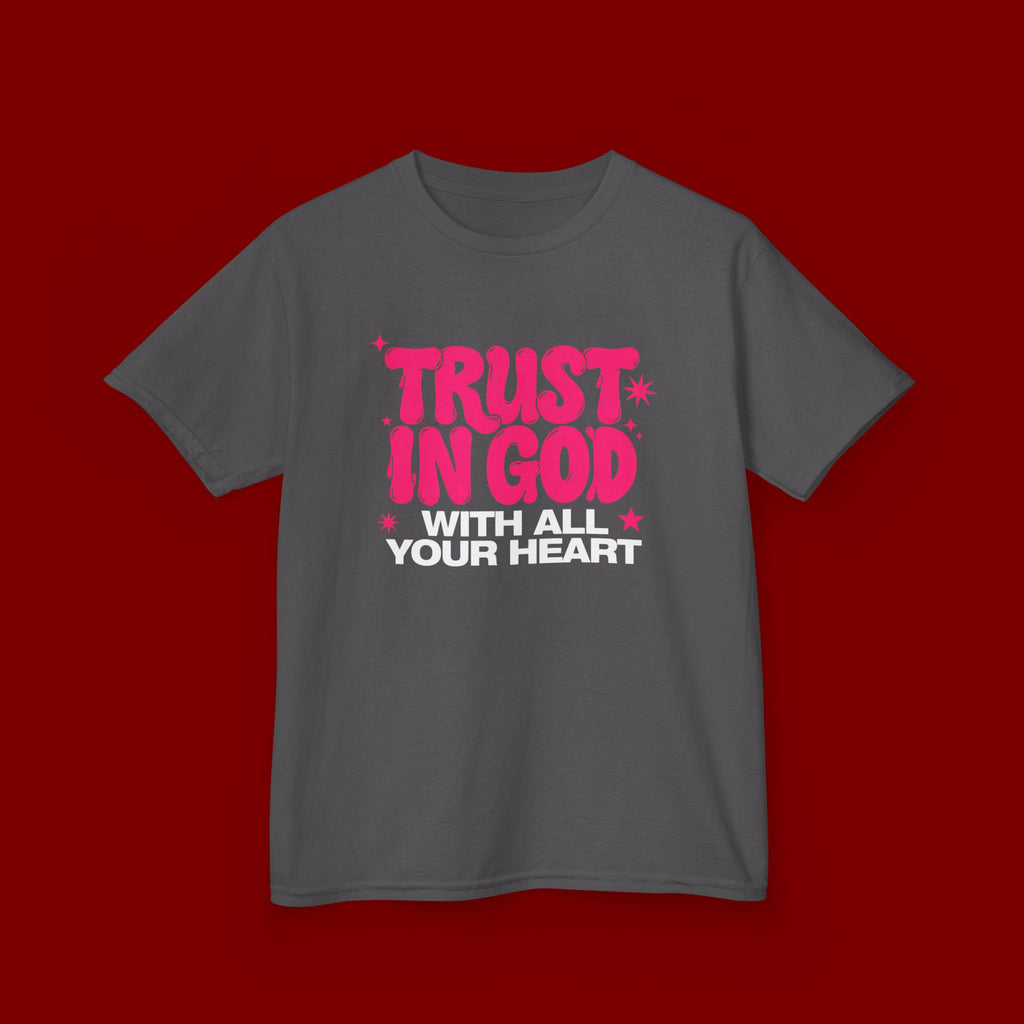 Kids Tee — "Trust in God" Pink Faith Graphic Shirt