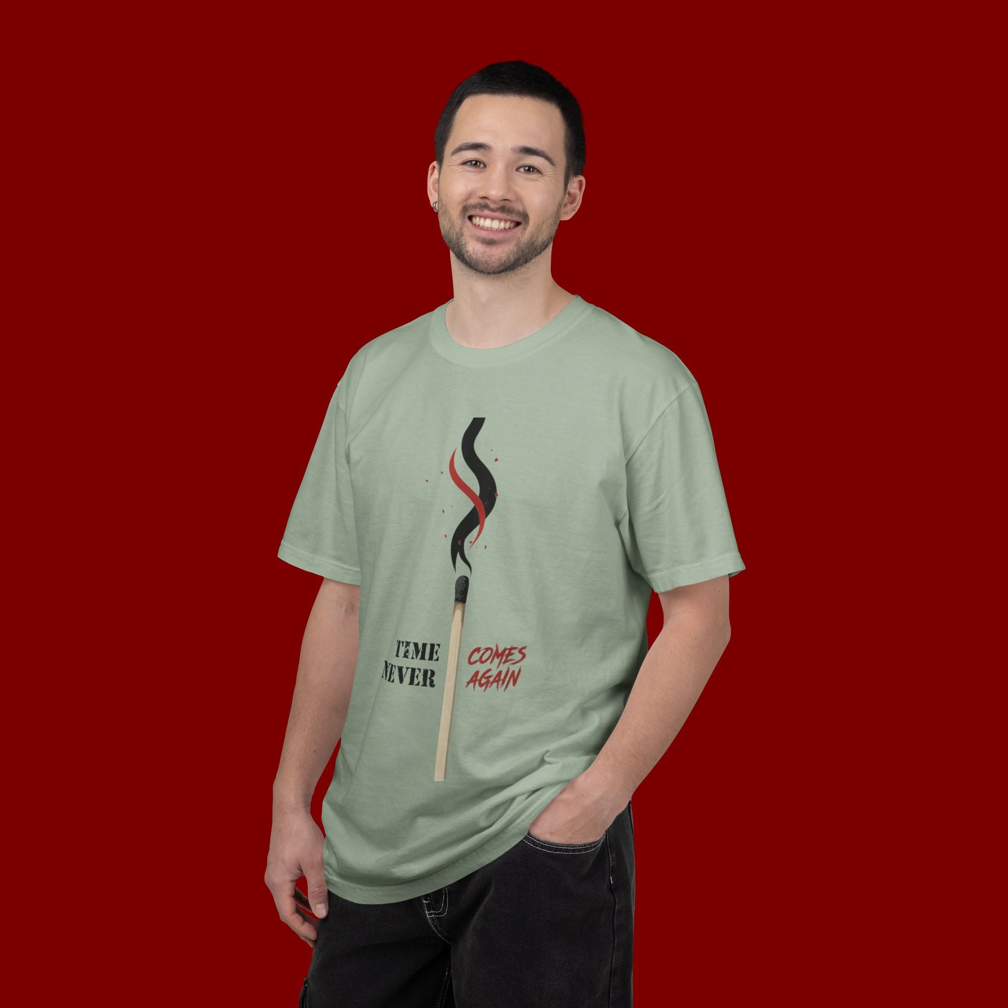 Matchstick Graphic T-Shirt — “Time Never Comes Again” Vintage-Inspired Tee