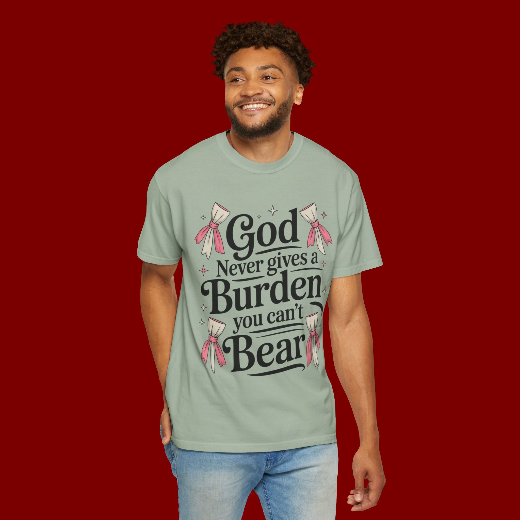 Inspirational 'God Never Gives a Burden You Can't Bear' T-Shirt