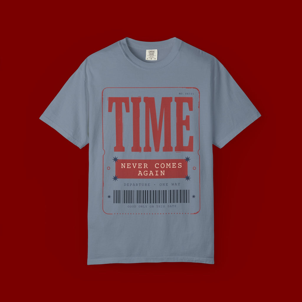 TIME Never Comes Again T-Shirt — Vintage Ticket Graphic Tee