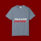 Work More Graphic T-Shirt — Bold Red Minimalist Slogan Tee