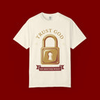 Trust God Lock T-Shirt — Christian Faith Tee “Trust God No Matter What”
