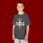 Kids Tee — "Prayer Is A Weapon" Lightning Graphic Christian Shirt