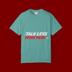 Work More Graphic T-Shirt — Bold Red Minimalist Slogan Tee