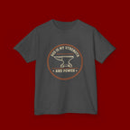 Kids Tee — "God Is My Strength and Power" Anvil & Anvil-Forge Christian Youth Shirt