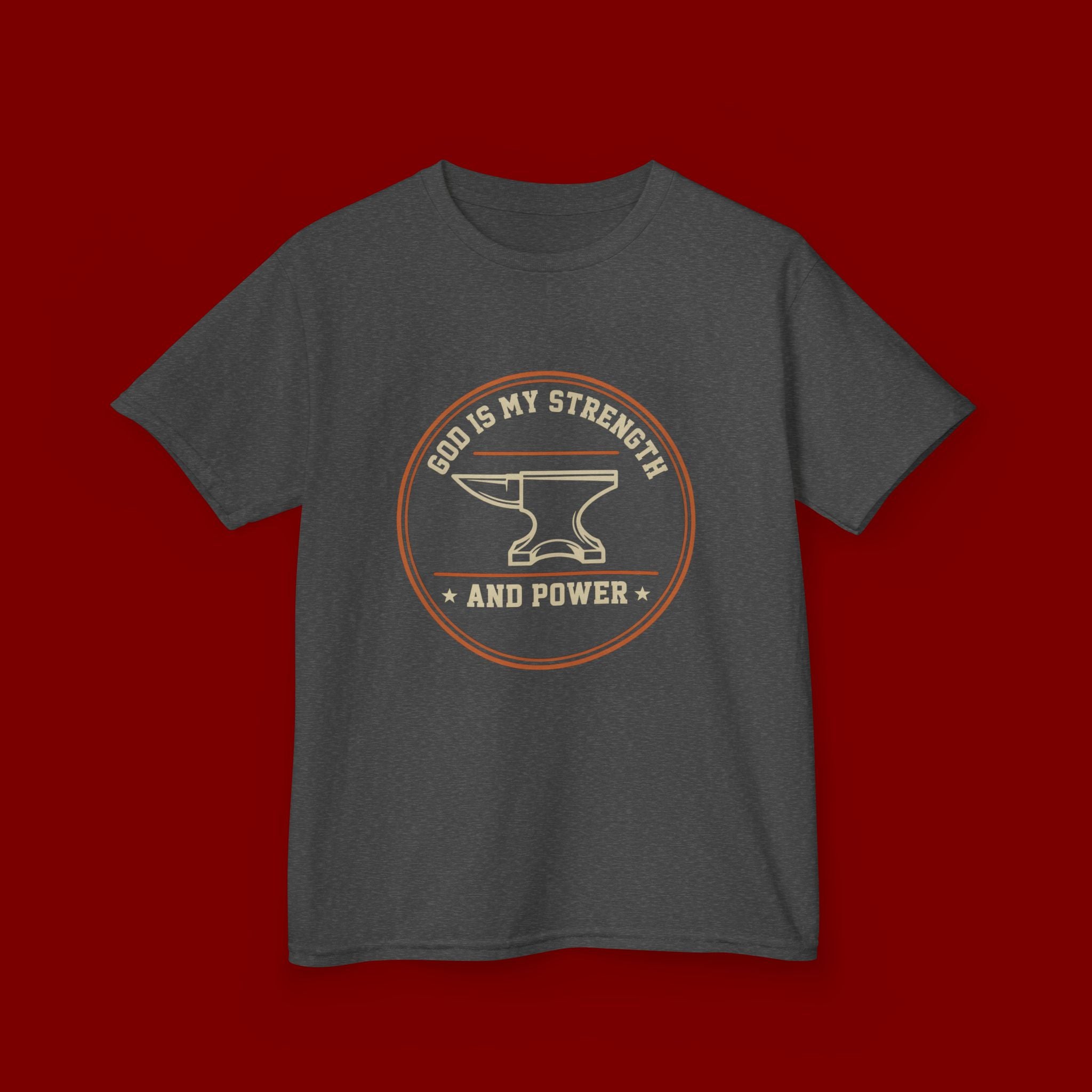 Kids Tee — "God Is My Strength and Power" Anvil & Anvil-Forge Christian Youth Shirt