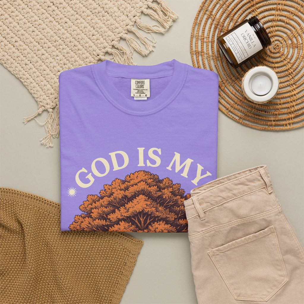 God Is My Strength Tree T-Shirt — Faith-Based Inspirational Tee