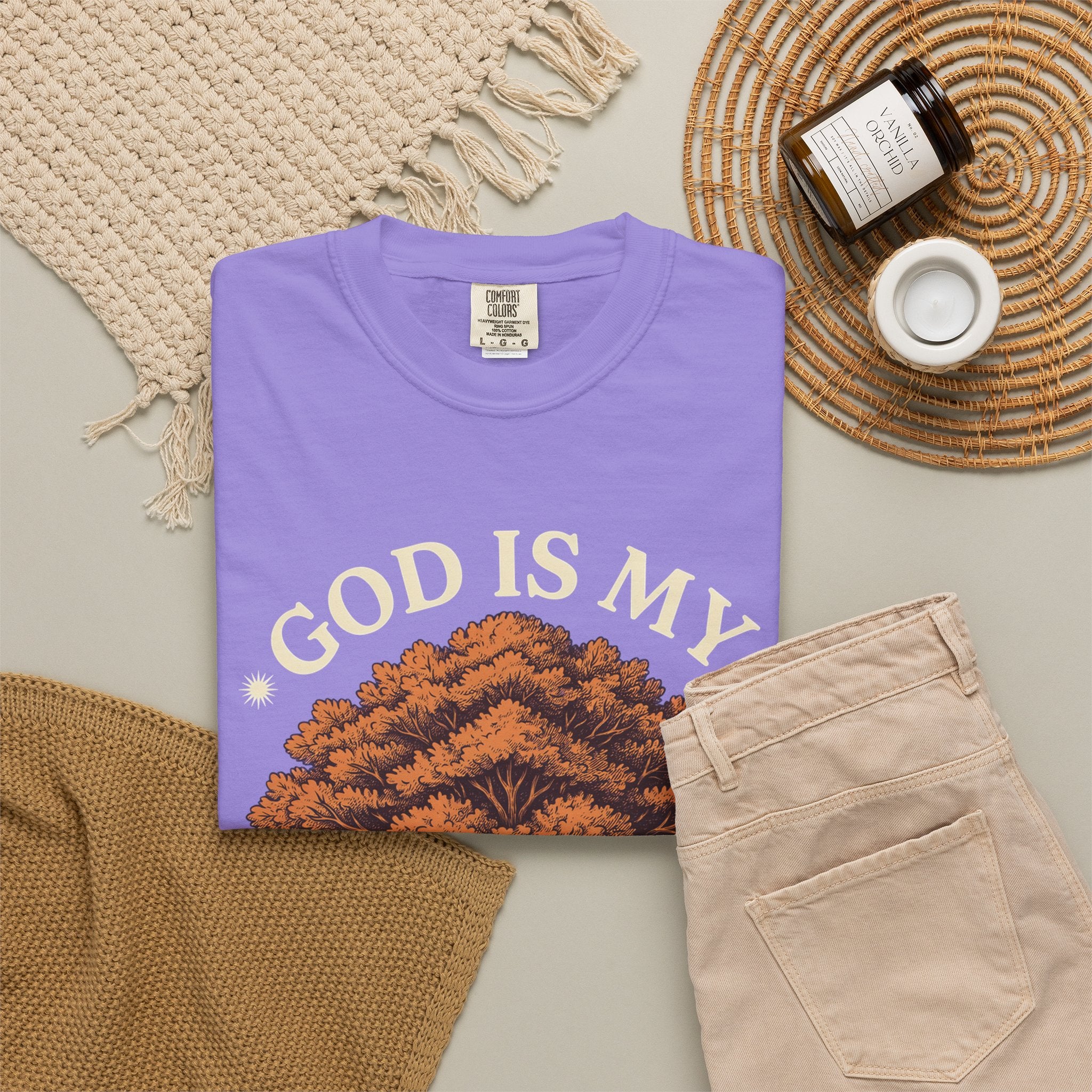 God Is My Strength Tree T-Shirt — Faith-Based Inspirational Tee