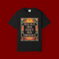 T-Shirt — Retro Sunset Floral Graphic “Play On It, Pray Over It, Pray Through It”