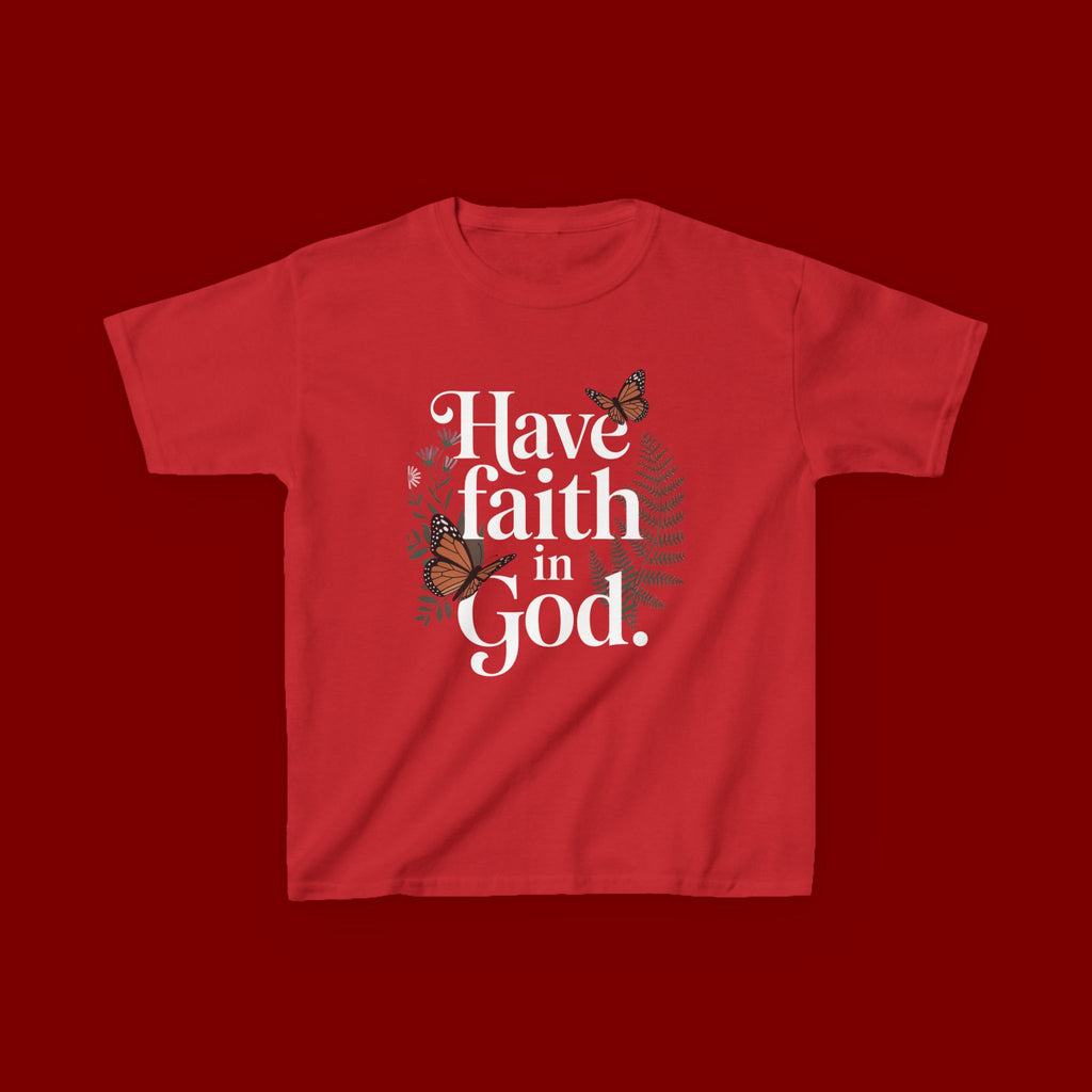 Kids Tee — "Have Faith in God" Floral Christian Youth T‑Shirt