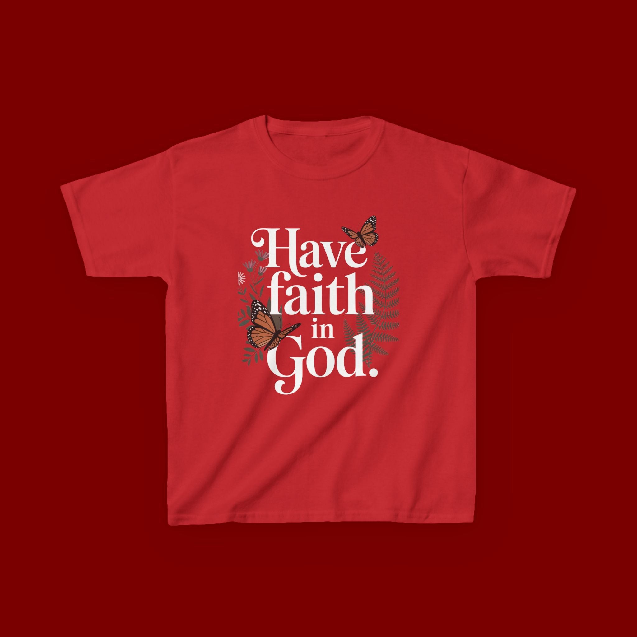 Kids Tee — "Have Faith in God" Floral Christian Youth T‑Shirt