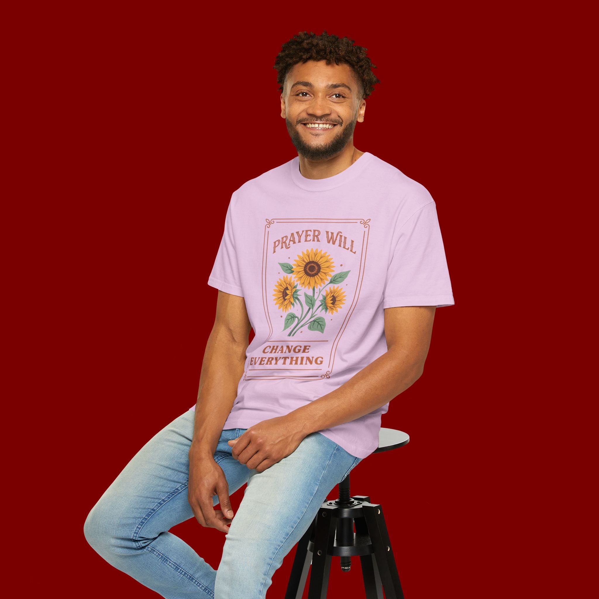 Prayer Will Change Everything T-Shirt — Sunflower Faith Graphic Tee