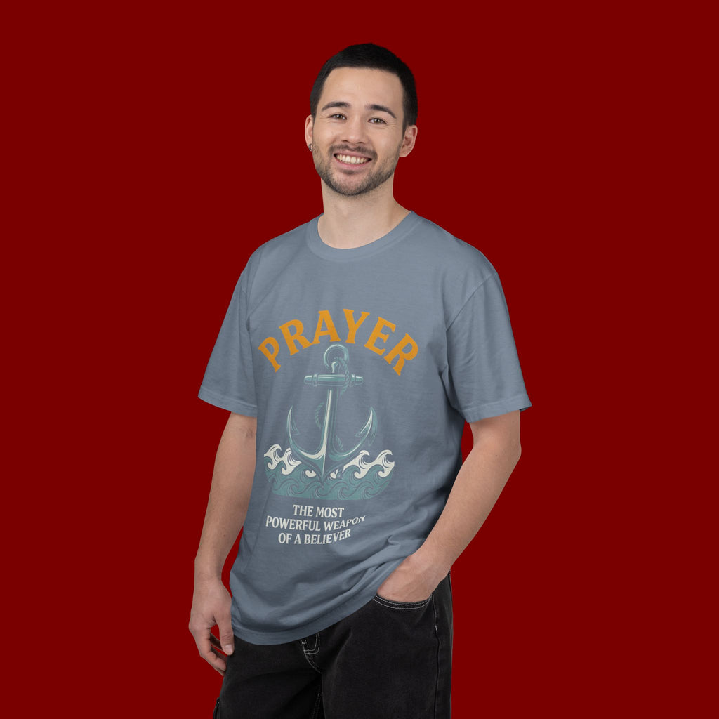 Prayer Anchor T-Shirt — "Prayer: The Most Powerful Weapon of a Believer" Christian Faith Tee