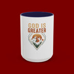 God Is Greater Mountain Coffee Mug — Inspirational Christian Accent Mug