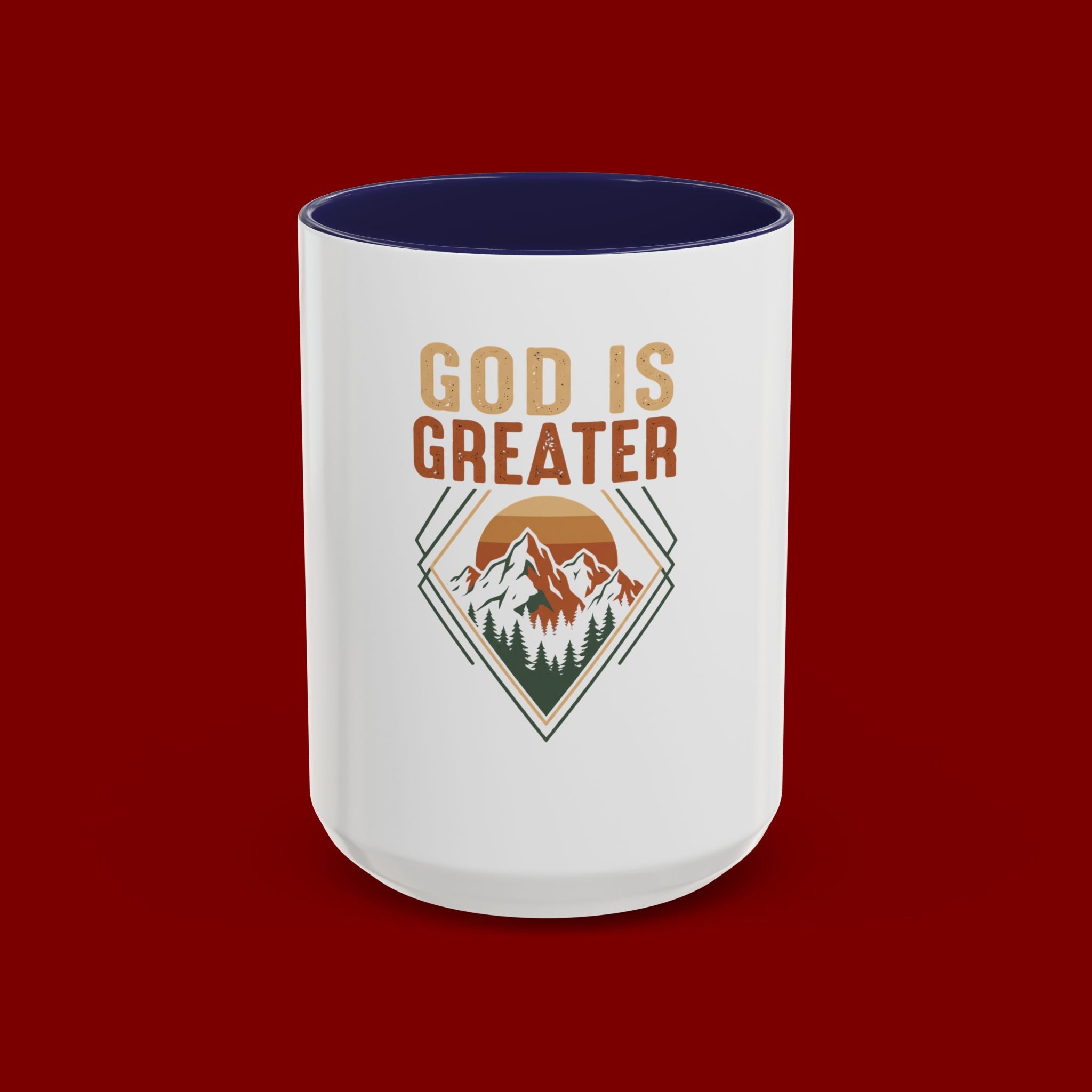 God Is Greater Mountain Coffee Mug — Inspirational Christian Accent Mug