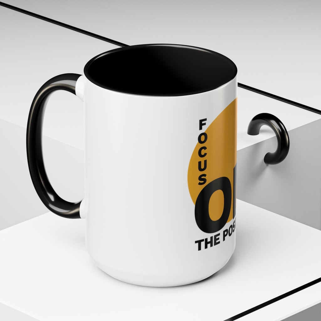 Accent Coffee Mug — "Focus On The Positive" Motivational Mug