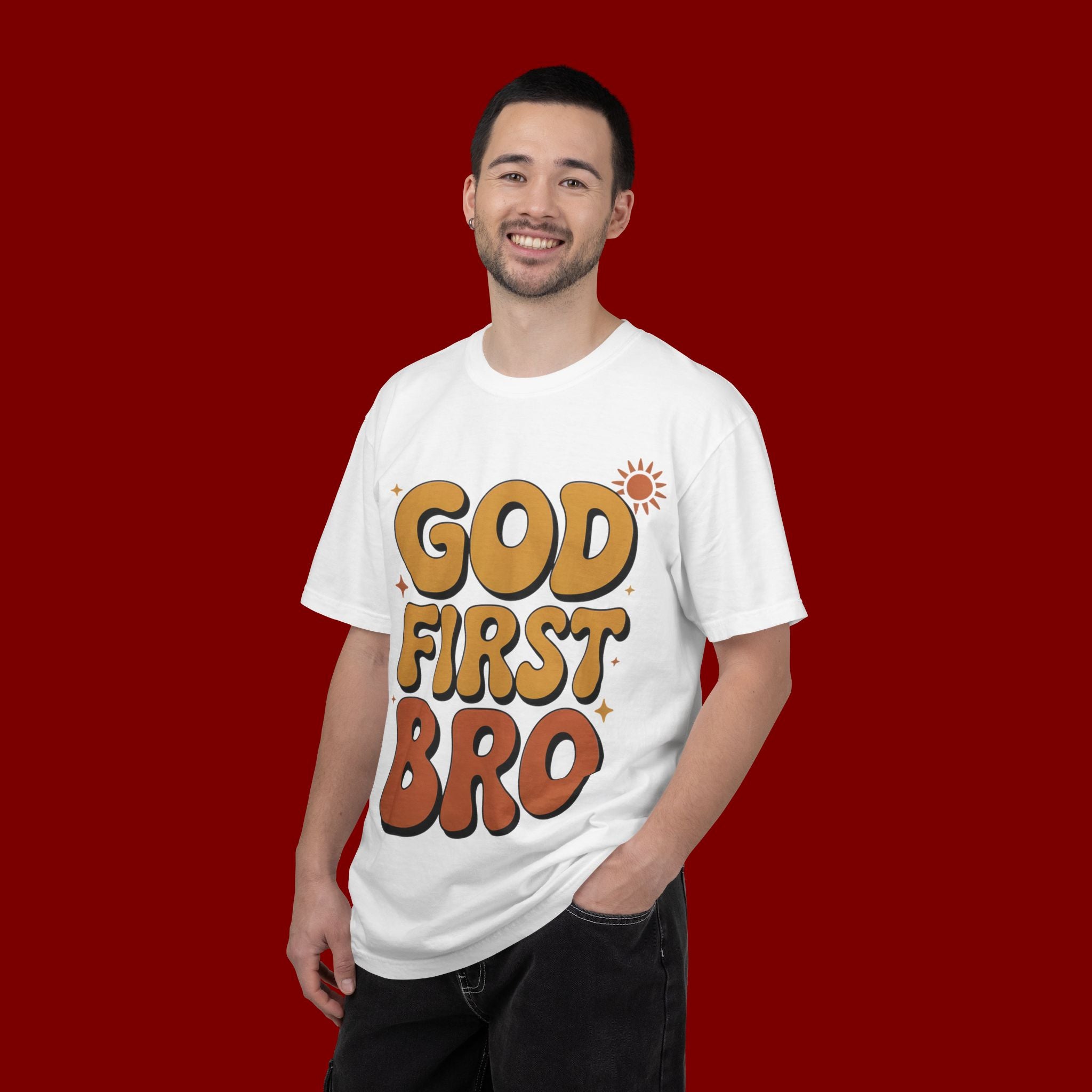 God First Bro T-Shirt — Retro Christian Faith Tee