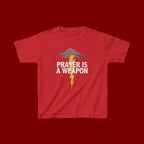 Kids Tee — "Prayer Is A Weapon" Lightning Graphic Christian Shirt