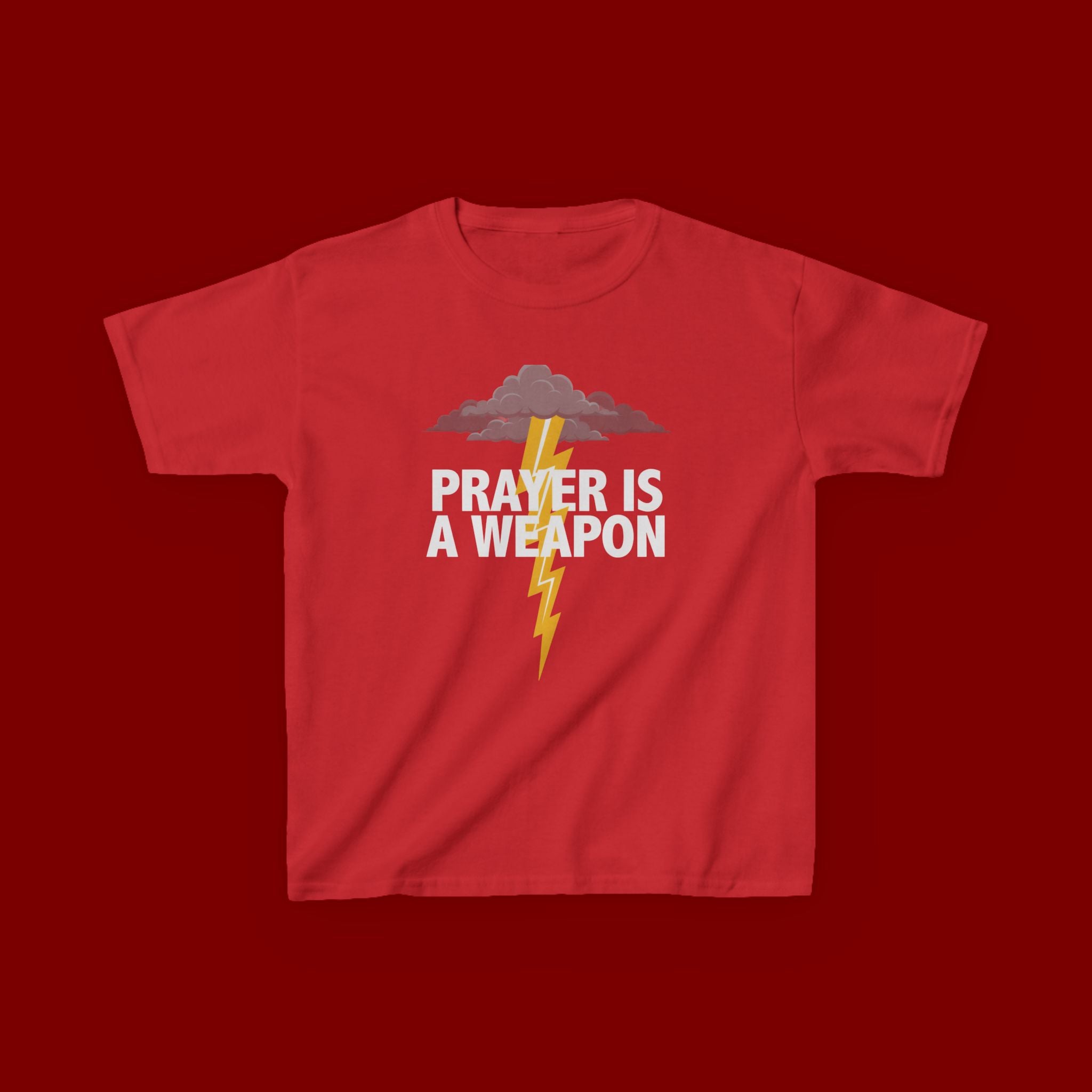 Kids Tee — "Prayer Is A Weapon" Lightning Graphic Christian Shirt