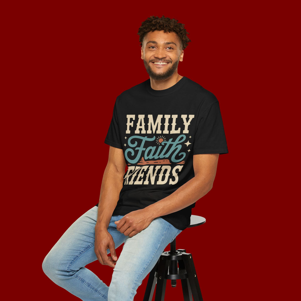 Family Faith Friends T-Shirt — Retro Christian Inspirational Tee
