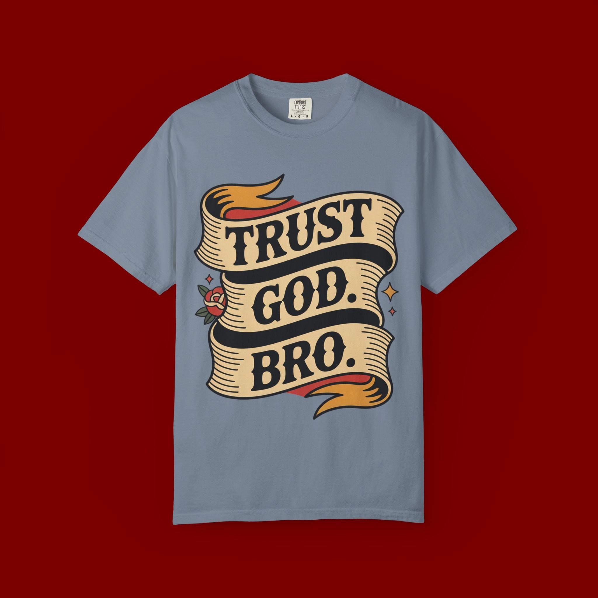 Trust God, Bro T-Shirt — Retro Ribbon Faith Tee