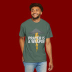 Prayer Is a Weapon T-Shirt — Christian Faith Lightning Graphic Tee