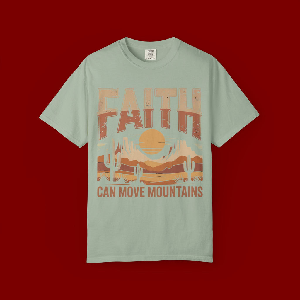 Faith Can Move Mountains T-Shirt — Retro Desert Inspirational Tee