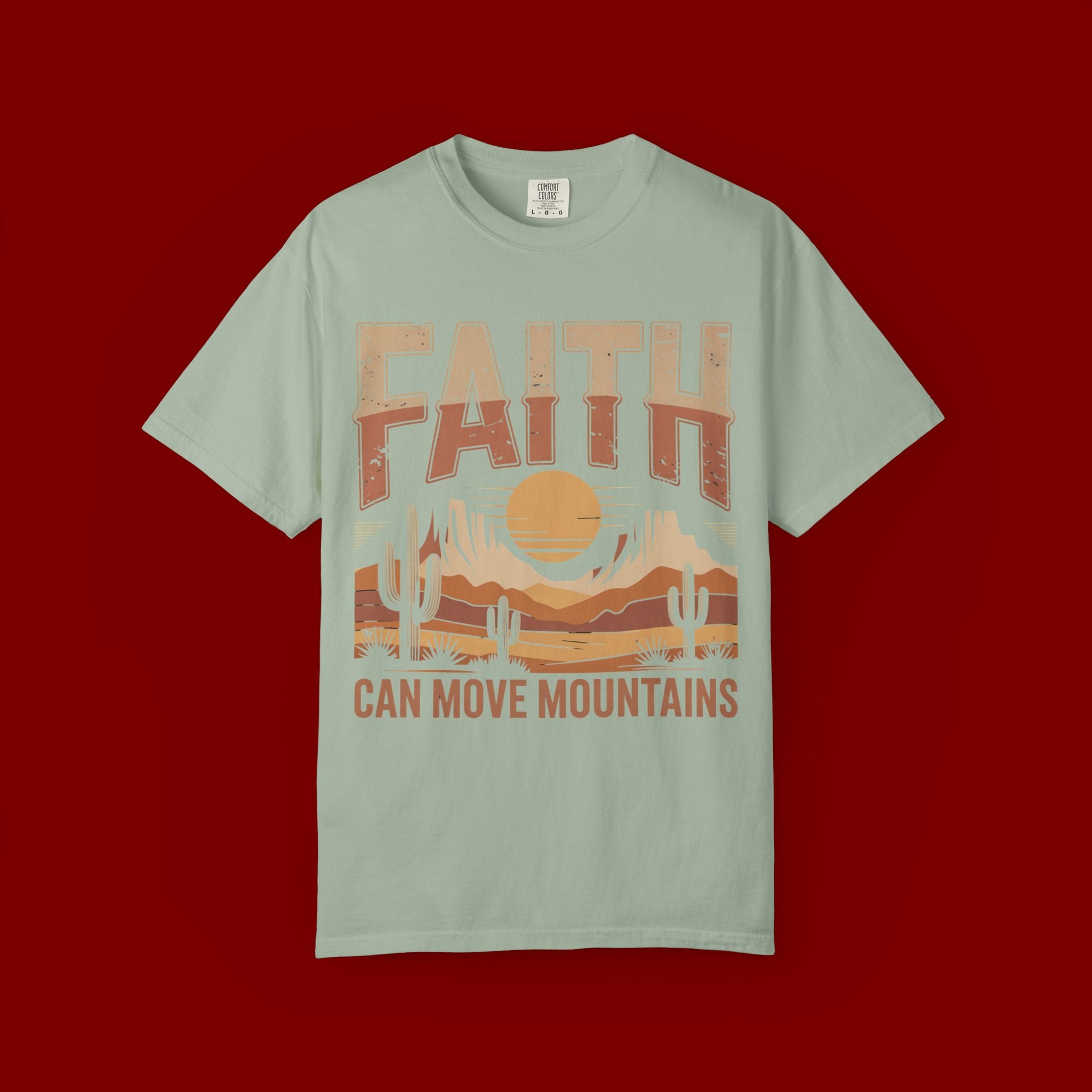 Faith Can Move Mountains T-Shirt — Retro Desert Inspirational Tee