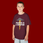 Kids Tee — "Prayer Is A Weapon" Lightning Graphic Christian Shirt