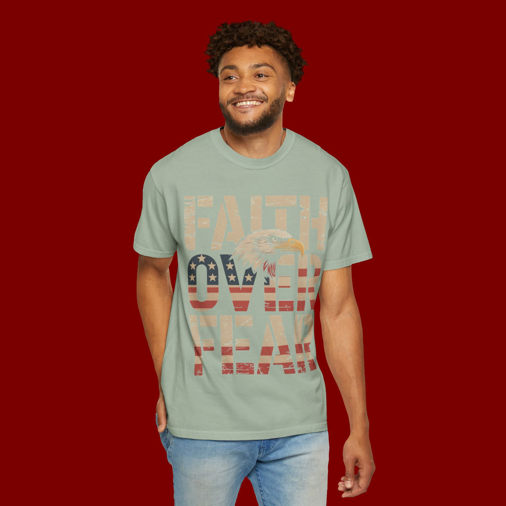 Faith Over Fear T-Shirt — Patriotic Eagle Graphic Tee